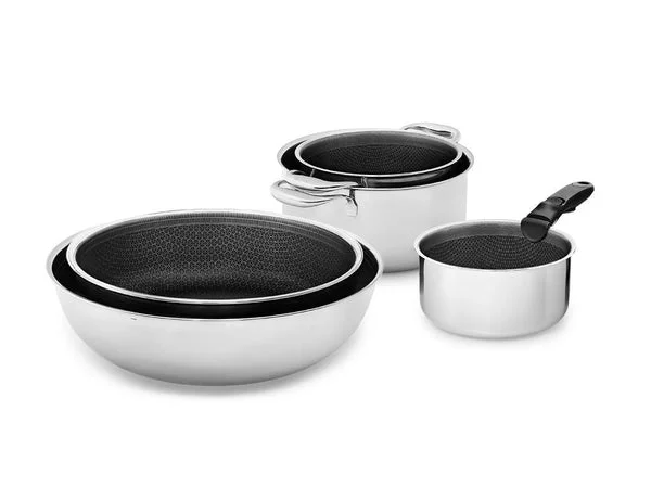 Handleless 5-pcs mixed cookware set with detachable handle