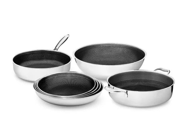 Handleless 7-pcs mixed cookware set with detachable handle
