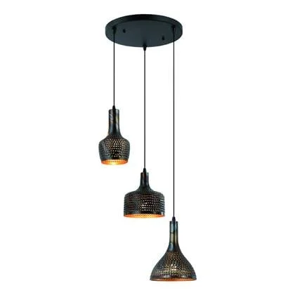 Hanglamp Fuoco Bruin Zwart 3 Lichts Ø 35cm E27 Fitting