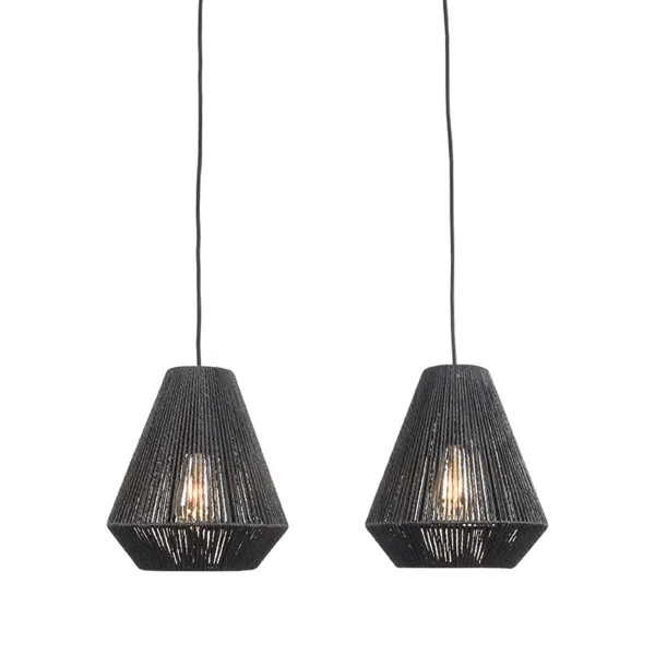 Hanglamp Ibiza - Diamant 2 lampen zwart