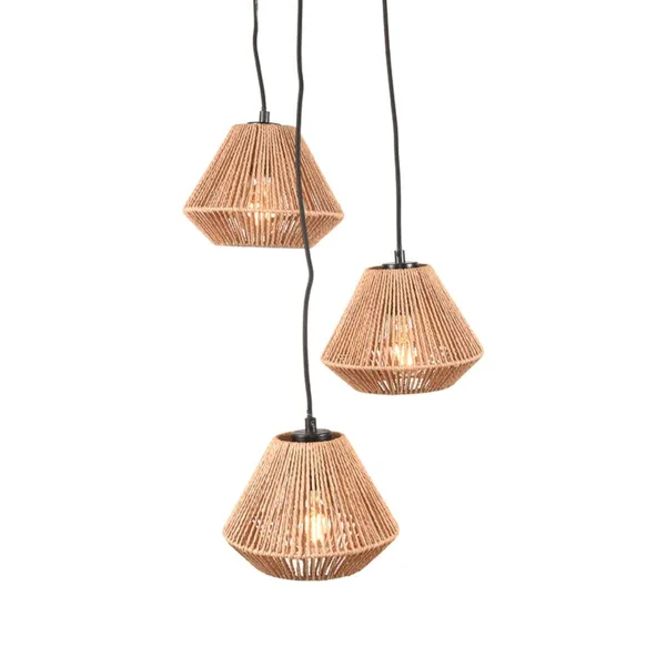 Hanglamp Ibiza - Diamant 3 lampen naturel