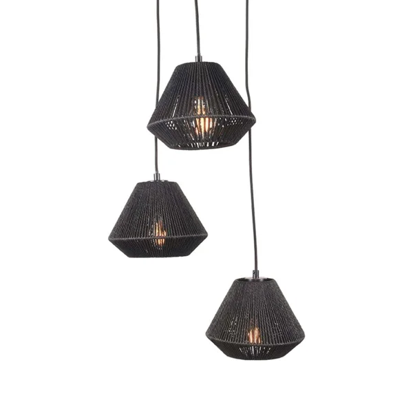 Hanglamp Ibiza - Diamant 3 lampen zwart