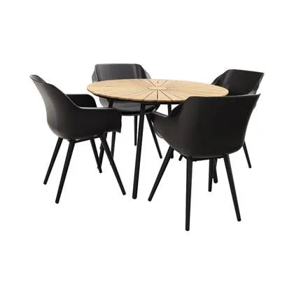 Hartman Sophie Studio Black|Dave teak 110 cm. tuinset - 5-delig