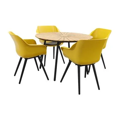 Hartman Sophie Studio Yellow|Dave teak 110 cm. tuinset - 5-delig