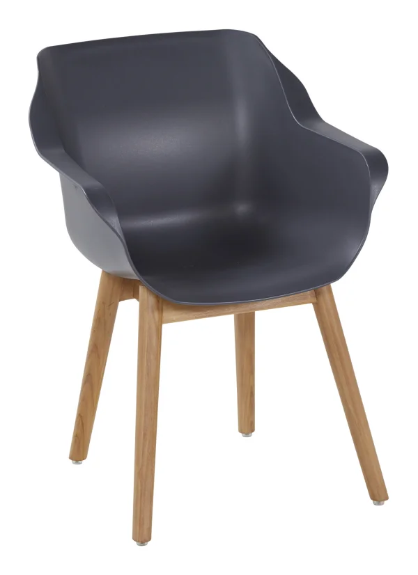 Hartman Tuinstoel Sophie Teak met armleuning - Antraciet