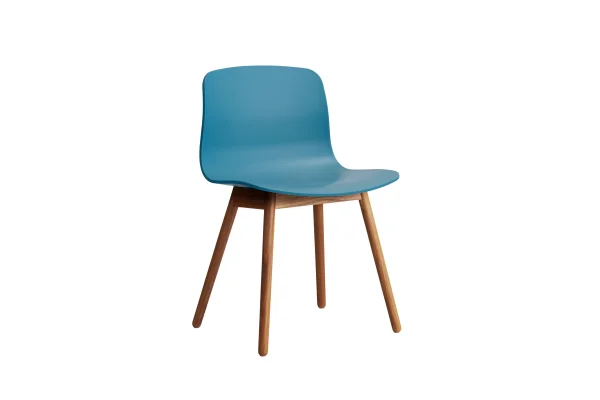 HAY About a Chair AAC 12 - azure blue 2.0 - notenhout gelakt (op waterbasis) - Standaard glijders kunststof