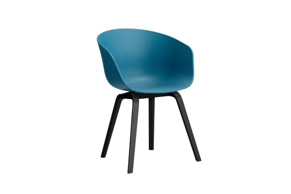 HAY About A Chair AAC 22 - azure blue 2.0 - zwarte lak op waterbasis - Standaard glijders kunststof