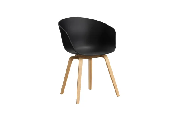 HAY About A Chair AAC 22 - black 2.0 - Eiken gezeept - Standaard glijders kunststof