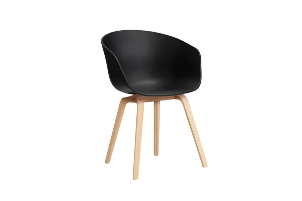 HAY About A Chair AAC 22 - black 2.0 - lak op waterbasis - Standaard glijders kunststof