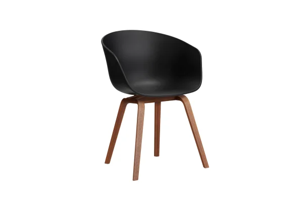 HAY About A Chair AAC 22 - black 2.0 - notenhout gelakt (op waterbasis) - Standaard glijders kunststof