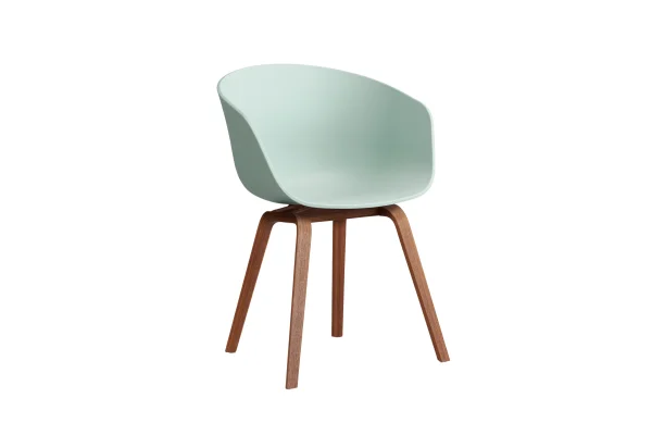 HAY About A Chair AAC 22 - dusty mint 2.0 - notenhout gelakt (op waterbasis) - Standaard glijders kunststof