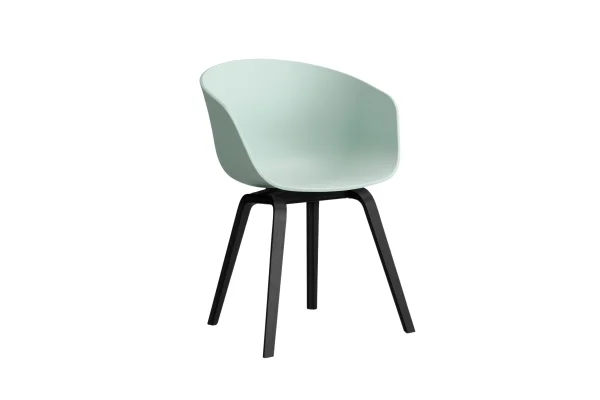 HAY About A Chair AAC 22 - dusty mint 2.0 - zwarte lak op waterbasis - Standaard glijders kunststof