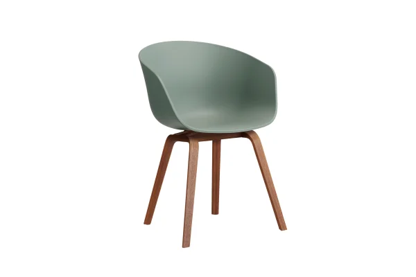 HAY About A Chair AAC 22 - fall green 2.0 - notenhout gelakt (op waterbasis) - Standaard glijders kunststof