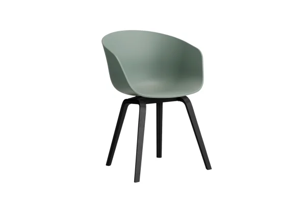 HAY About A Chair AAC 22 - fall green 2.0 - zwarte lak op waterbasis - Standaard glijders kunststof