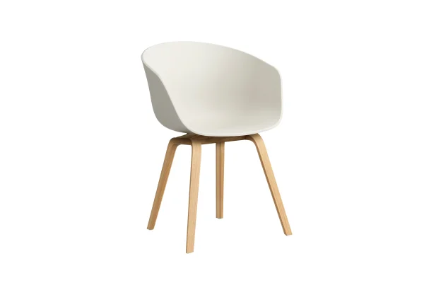 HAY About A Chair AAC 22 - melange cream 2.0 - lak op waterbasis - Standaard glijders kunststof