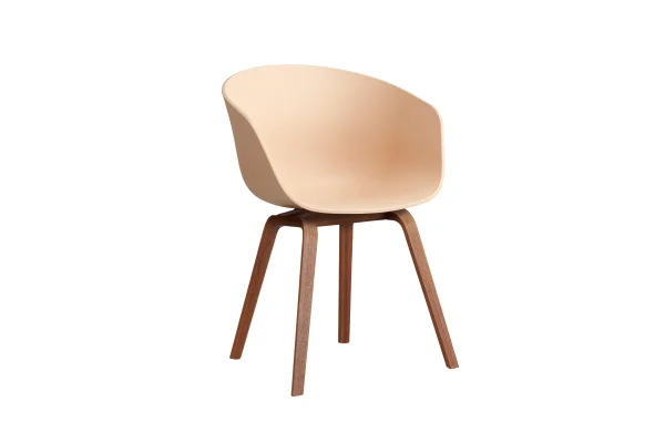 HAY About A Chair AAC 22 - pale peach 2.0 - notenhout gelakt (op waterbasis) - viltglijders