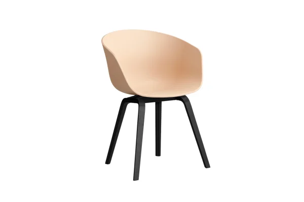 HAY About A Chair AAC 22 - pale peach 2.0 - zwarte lak op waterbasis - Standaard glijders kunststof