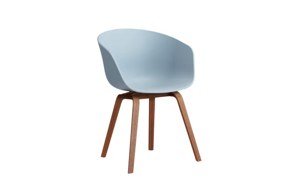 HAY About A Chair AAC 22 - slate blue 2.0 - notenhout gelakt (op waterbasis) - Standaard glijders kunststof