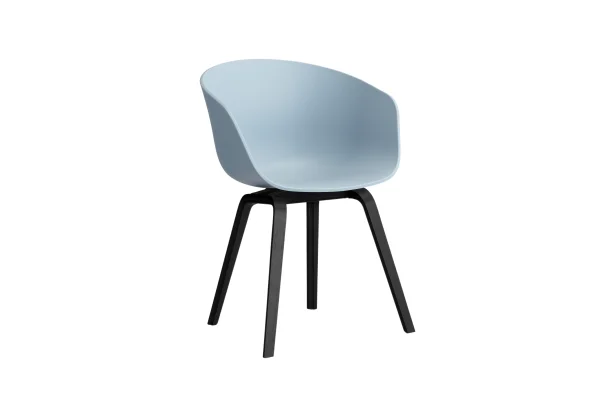 HAY About A Chair AAC 22 - slate blue 2.0 - zwarte lak op waterbasis - Standaard glijders kunststof