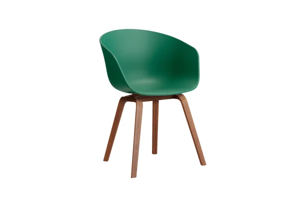 HAY About A Chair AAC 22 - teal green 2.0 - notenhout gelakt (op waterbasis) - Standaard glijders kunststof