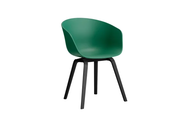 HAY About A Chair AAC 22 - teal green 2.0 - zwarte lak op waterbasis - Standaard glijders kunststof