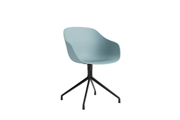 HAY About A Chair AAC 220 - dusty blue 2.0 - zwart - Standaard glijders kunststof