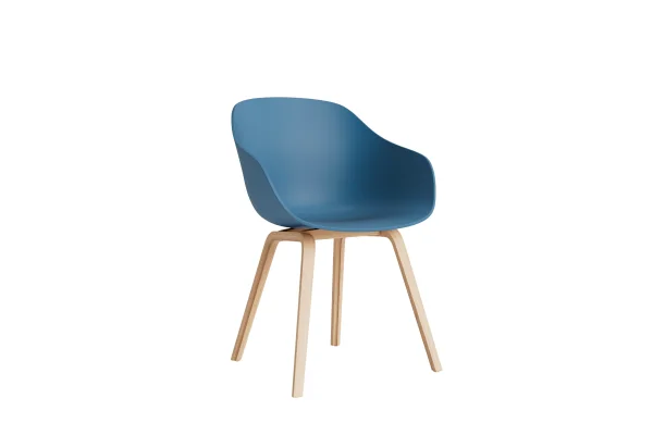 HAY About A Chair AAC 222 - azure blue 2.0 - Eiken gezeept - viltglijders