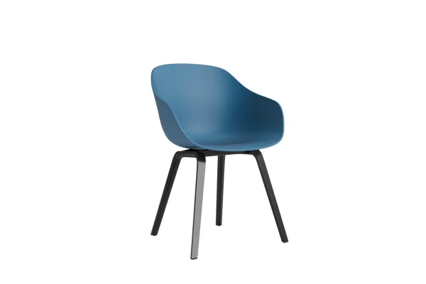 HAY About A Chair AAC 222 - azure blue 2.0 - zwarte lak op waterbasis - Standaard glijders kunststof