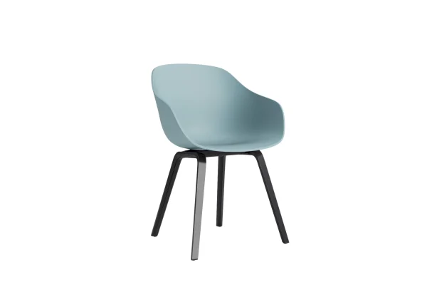 HAY About A Chair AAC 222 - dusty blue 2.0 - zwarte lak op waterbasis - Standaard glijders kunststof