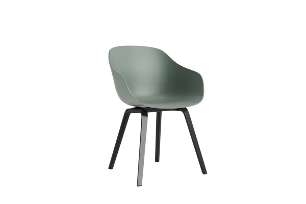 HAY About A Chair AAC 222 - fall green 2.0 - zwarte lak op waterbasis - Standaard glijders kunststof