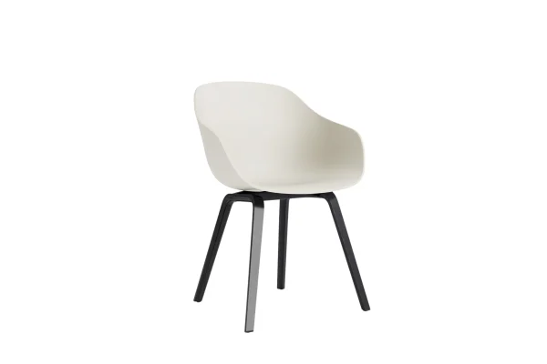 HAY About A Chair AAC 222 - melange cream 2.0 - zwarte lak op waterbasis - viltglijders