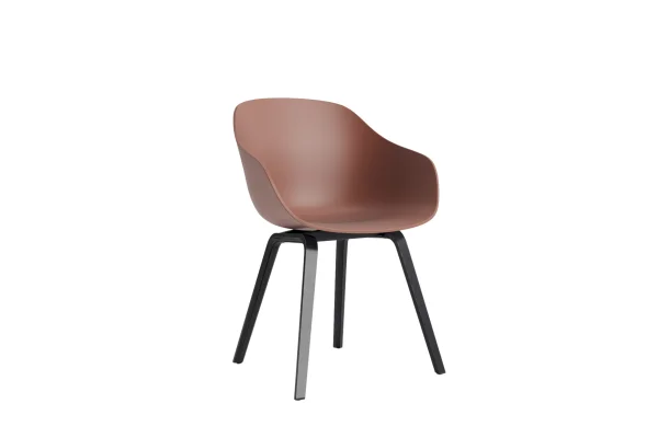 HAY About A Chair AAC 222 - soft brick 2.0 - zwarte lak op waterbasis - Standaard glijders kunststof