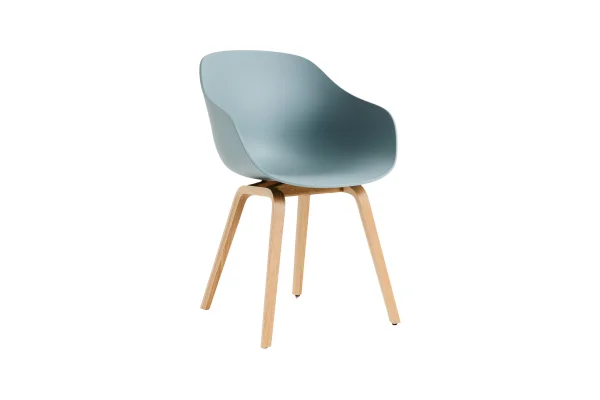 HAY About A Chair AAC 222 - Standaard glijders kunststof - Eiken gelakt (op waterbasis) - dusty blue 2.0