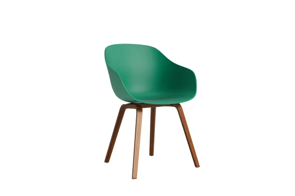 HAY About A Chair AAC 222 - teal green 2.0 - notenhout gelakt (op waterbasis) - viltglijders