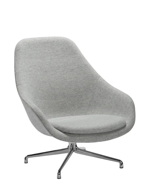 HAY About A Lounge Chair High AAL 91 - gepolijst aluminium - Hallingdal 180 - zwart gevlekt