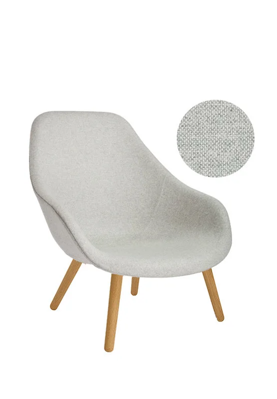 HAY About A Lounge Chair High AAL 92 - lak op waterbasis - Kvadrat Hallingdal 110 - beige / lichtgrijs