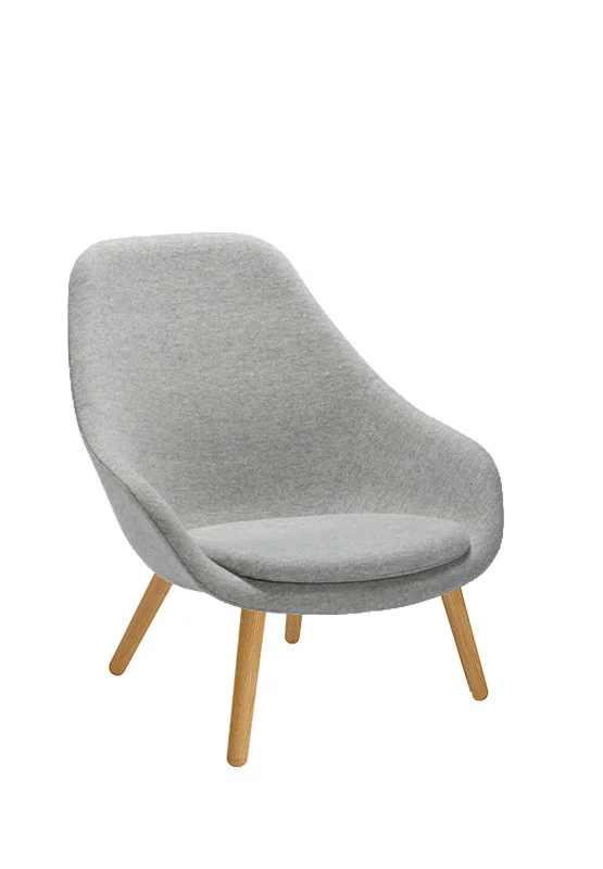 HAY About A Lounge Chair High AAL 92 - lak op waterbasis - Kvadrat Hallingdal 130 - grijs gevlekt