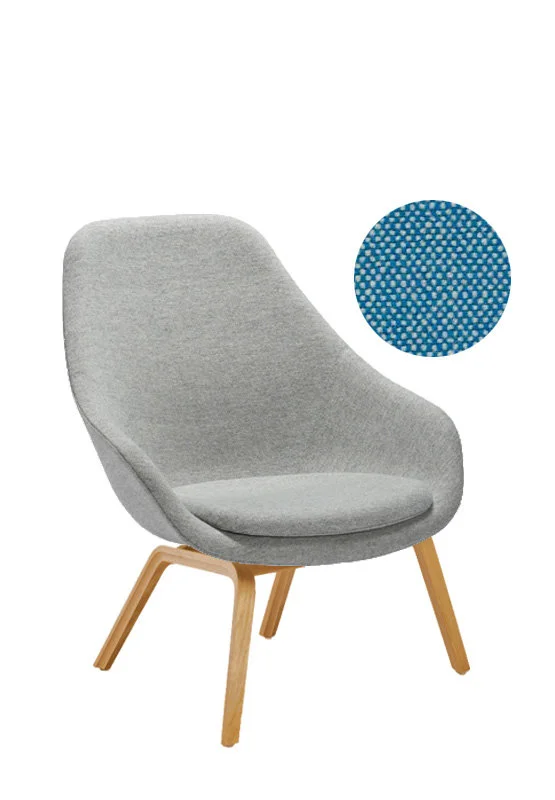 HAY About A Lounge Chair High AAL 93 - lak op waterbasis - Hallingdal 840 - beige/turquoise