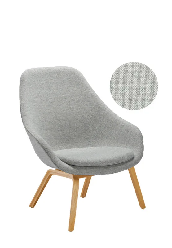 HAY About A Lounge Chair High AAL 93 - lak op waterbasis - Kvadrat Hallingdal 110 - beige / lichtgrijs