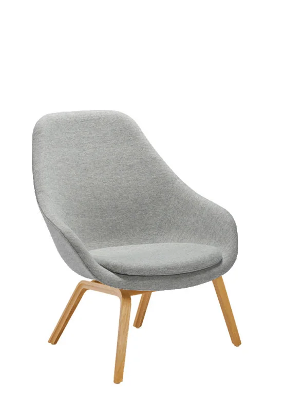 HAY About A Lounge Chair High AAL 93 - lak op waterbasis - Kvadrat Hallingdal 130 - grijs gevlekt