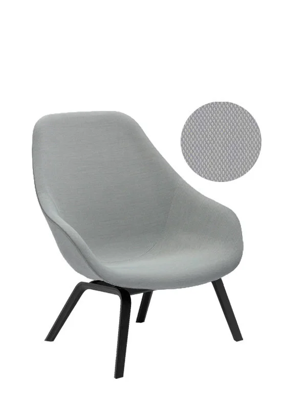 HAY About A Lounge Chair High AAL 93 - zwarte lak op waterbasis - Steelcut Trio 105 - lichtgrijs/beige