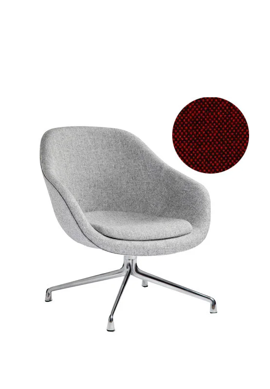 HAY About A Lounge Chair Low AAL 81 - gepolijst aluminium - Hallingdal 596 - rood/zwart