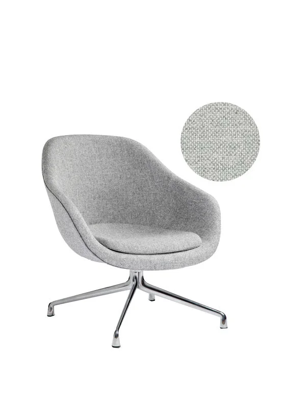 HAY About A Lounge Chair Low AAL 81 - gepolijst aluminium - Kvadrat Hallingdal 110 - beige / lichtgrijs