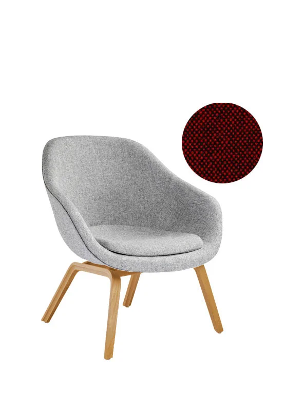 HAY About A Lounge Chair Low  AAL 83 - Eiken helder gelakt - Hallingdal 596 - rood/zwart