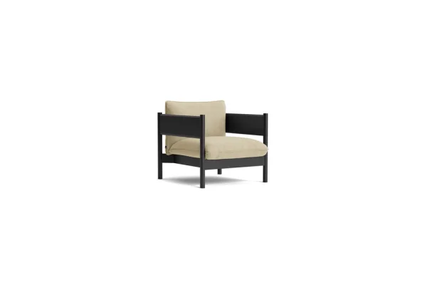 HAY Arbour Club Fauteuil - Linen Grid dark beige - beuken gelakt