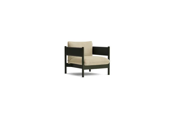 HAY Arbour Club Fauteuil - Linen Grid dark beige - beuken, groen gelakt