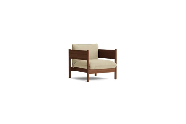 HAY Arbour Club Fauteuil - Linen Grid dark beige - Notenhout, geolied en met was behandeld