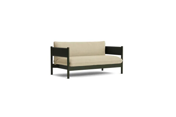 HAY Arbour Club Sofa - Linen Grid dark beige - beuken, groen gelakt