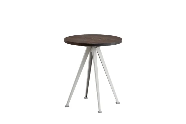 HAY Pyramid Coffee Table salontafel 51 - geolied gerookt eik - gepoedercoat beige - Ø 45,5 cm