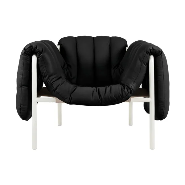 Hem Puffy loungefauteuil Black leather-cream